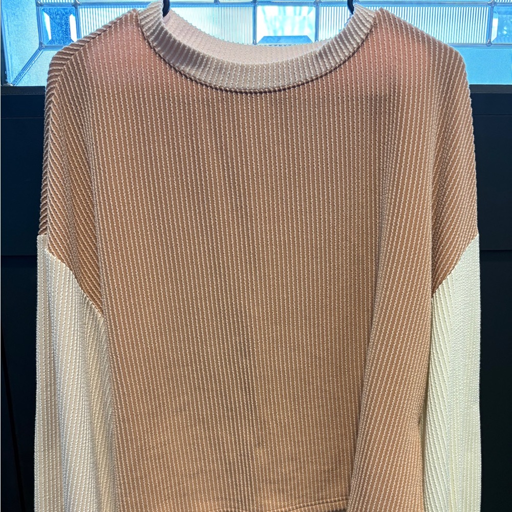 Two-Tone Ribbed Sweater